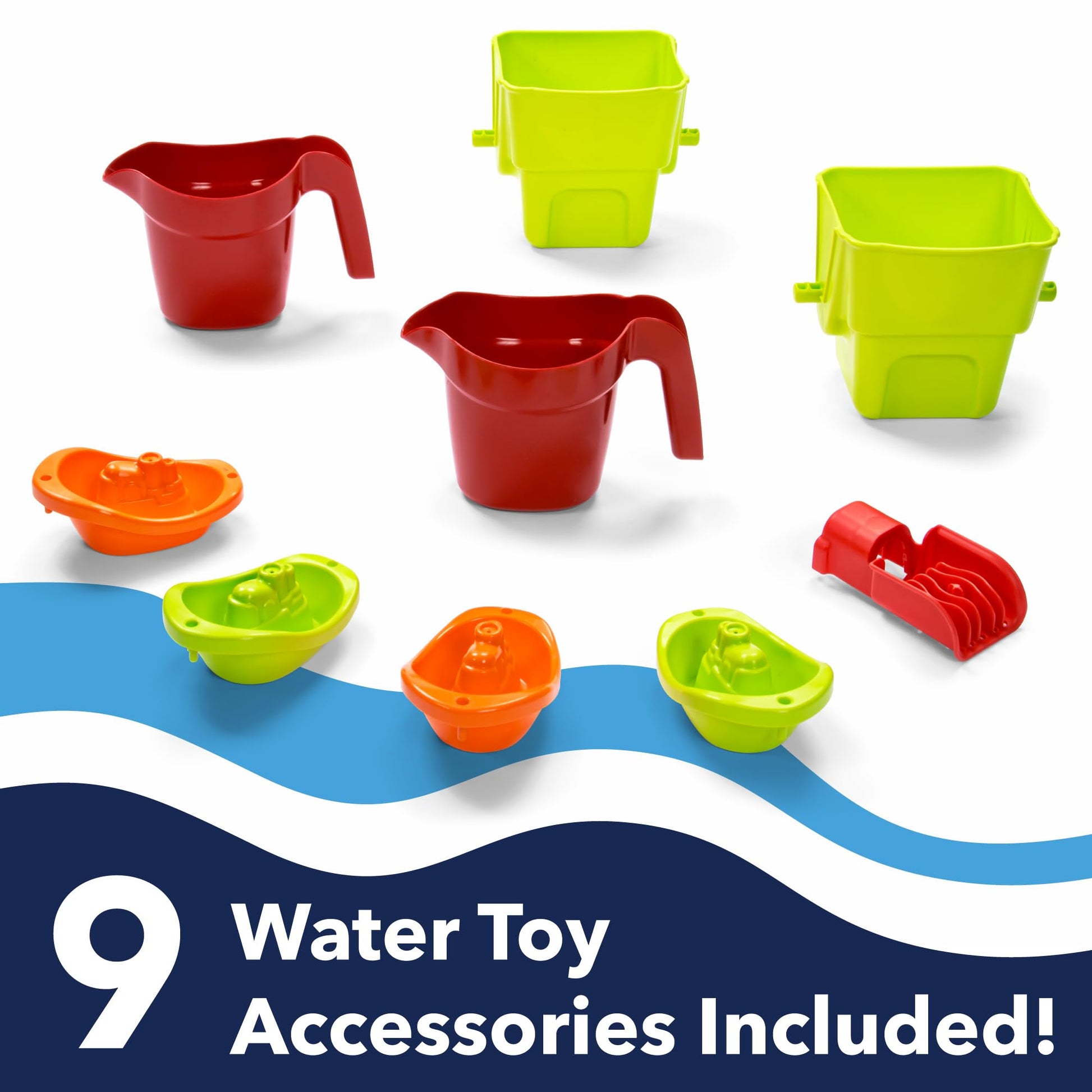Simplay3 Rushing River Falls Multi-Level Outdoor Water Play Table, Expandable Splash Table for Toddlers and Kids Ages 1.5 to 6 - Includes 9