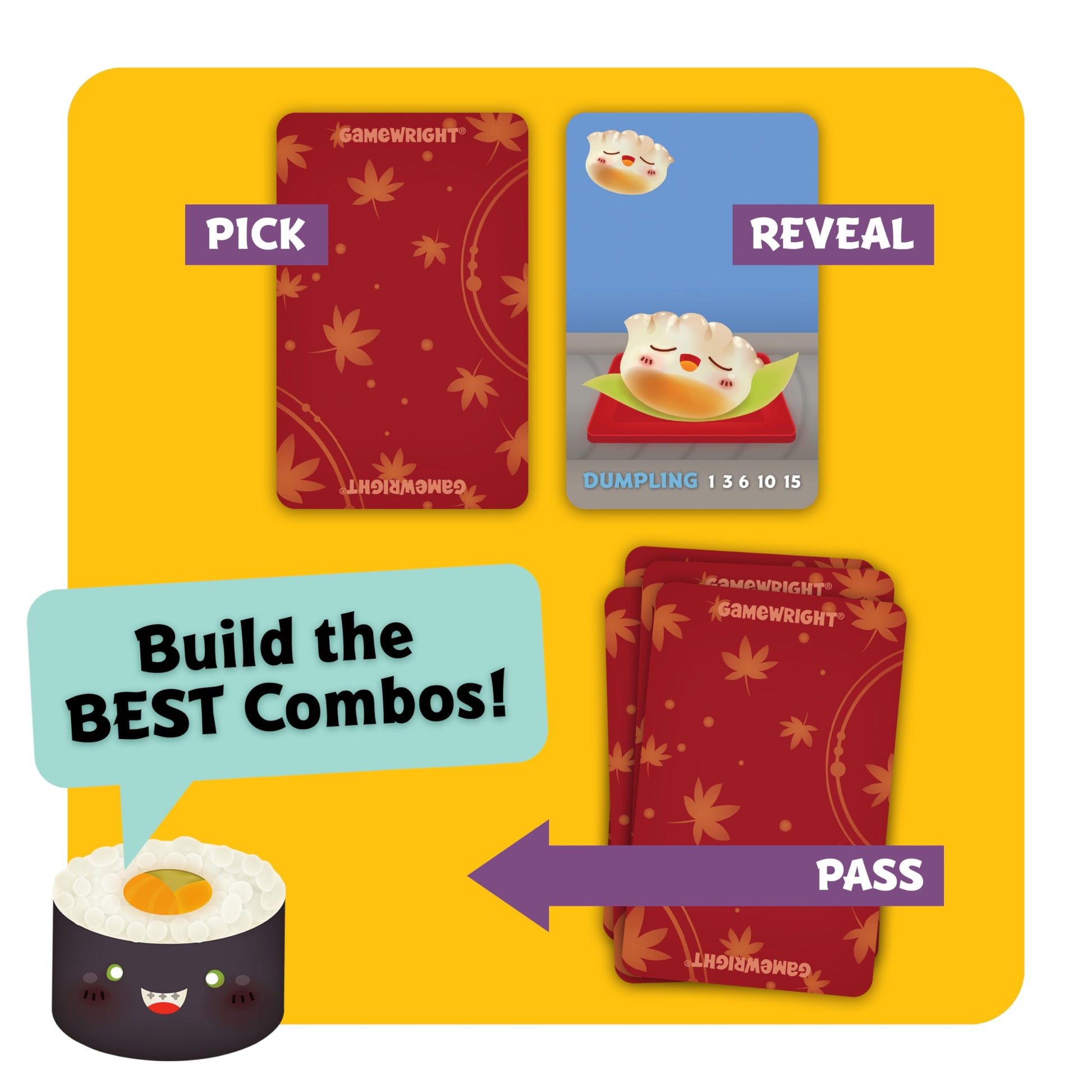 Gamewright Sushi Go, the Pick and Pass Card Game, Multi-colored