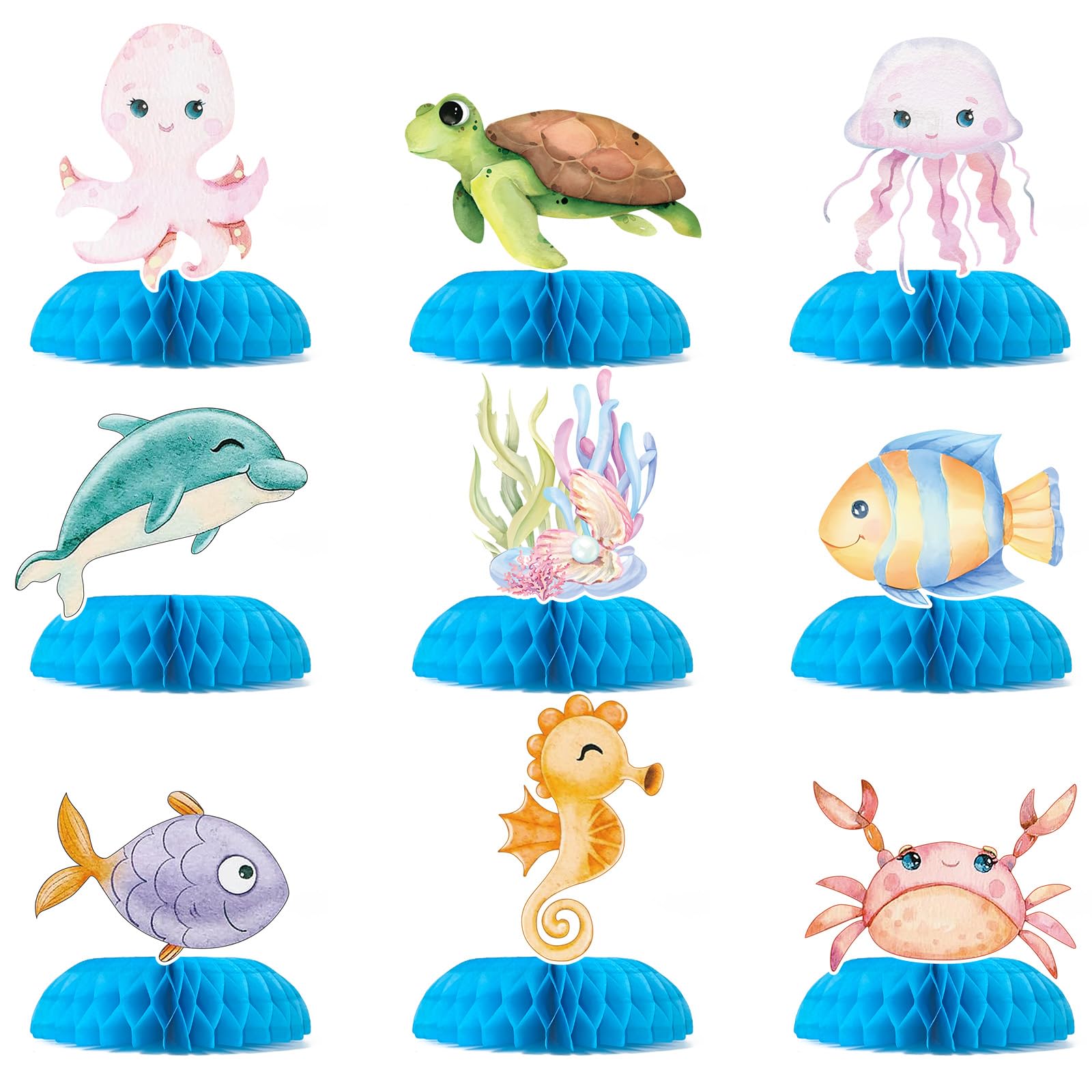Ocean Animal Table Honeycomb Centerpieces, Happy Birthday Party Decorations