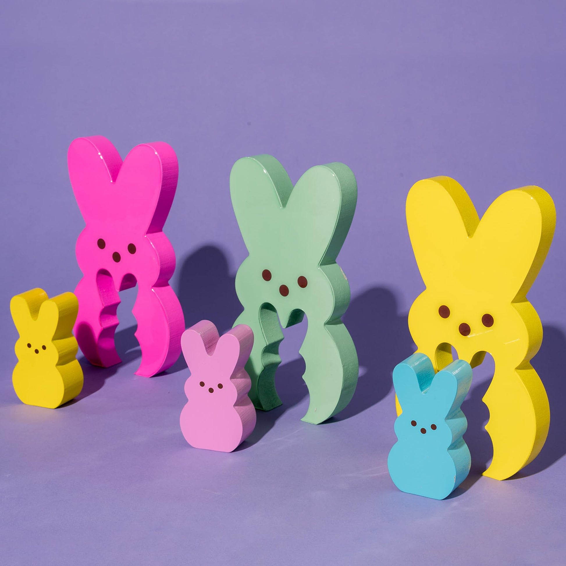 Animal Adventure | Peeps | 9” Collectible Yellow and Blue Wooden Nesting Bunnies