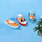 2 Pcs Miniature Dollhouse Boat Mini Fishing Boat Model Mediterranean Decor Resin Desktop Boat Ornament Ocean Beach Micro Landscape Dollhouse