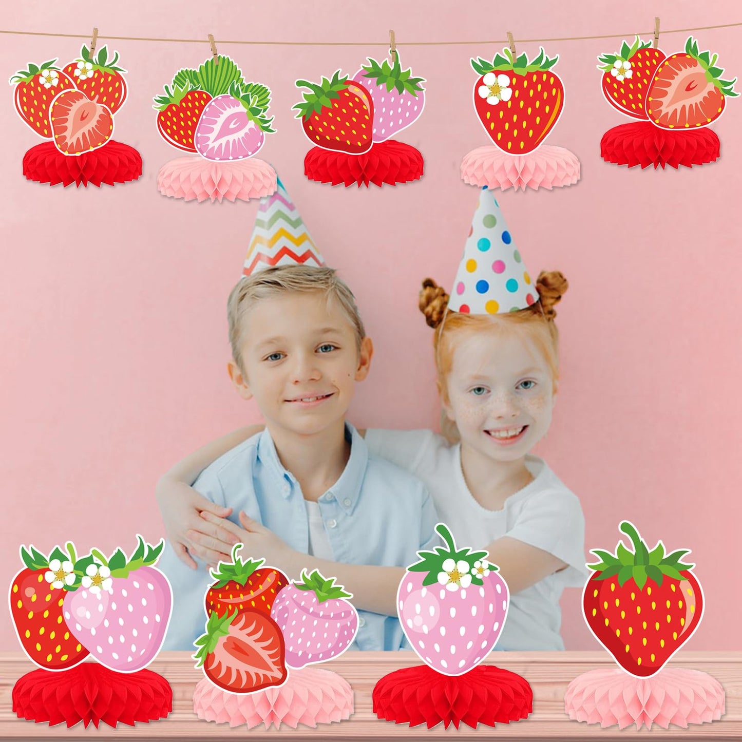 9 PCS Strawberry Centerpieces for Tables - Strawberry Table Decor Strawberry Party Decorations Strawberry Theme Birthday Decorations