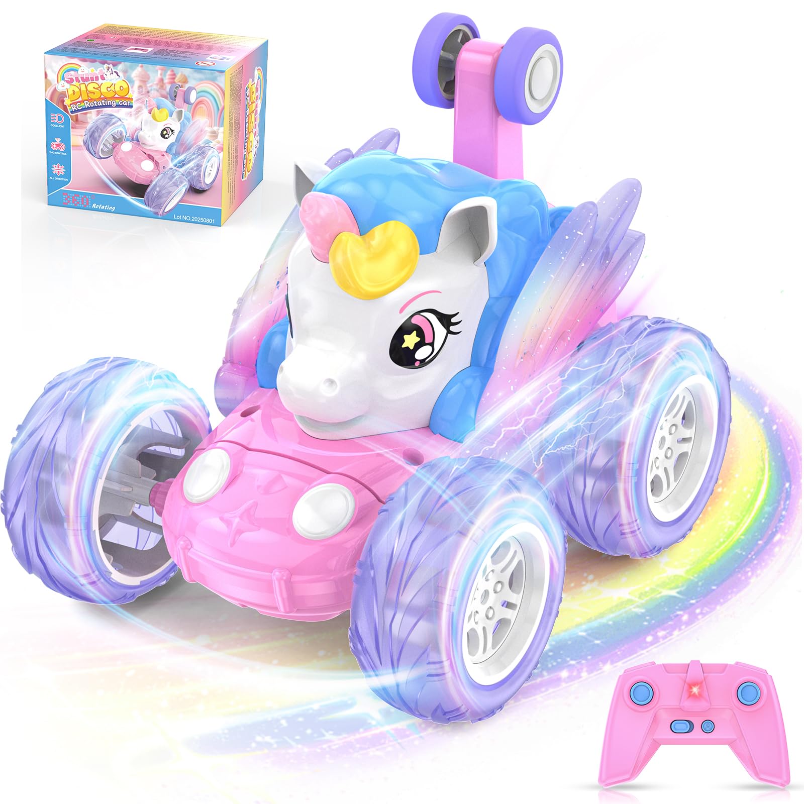 Unicorn Remote Control Car for Girls 3 4 5 6 7 8 Years Old, Birthday Gift