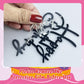 10 PCS Silver Happy Birthday Acrylic Cake Toppers Mirrored Side Cake Decorations Inserts 10 Styles (Black)
