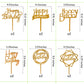 Chewarelly 12 Pack Multi Styles Birthday Cake Topper Set, Acrylic Cake Bunting Decor Birthday Cake Picks Party Decorations Supplies(Gold)