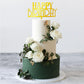 32 PCS Gold Happy Birthday Cake Toppers Flower Acrylic Birthday Cake Topper Cake Pick Decorations (Gold)