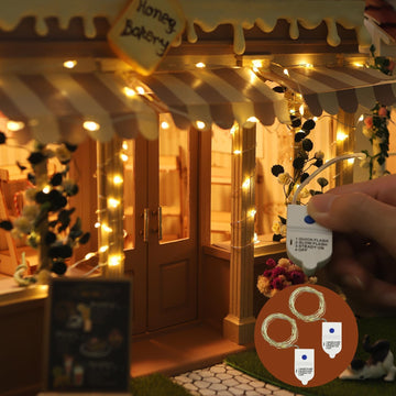 iLAND Dollhouse Accessories of Dollhouse Lights Battery Operated Light Strings 2pcs, 5ft 30 Bulbs Lighting Kit Fit Miniature House Christmas