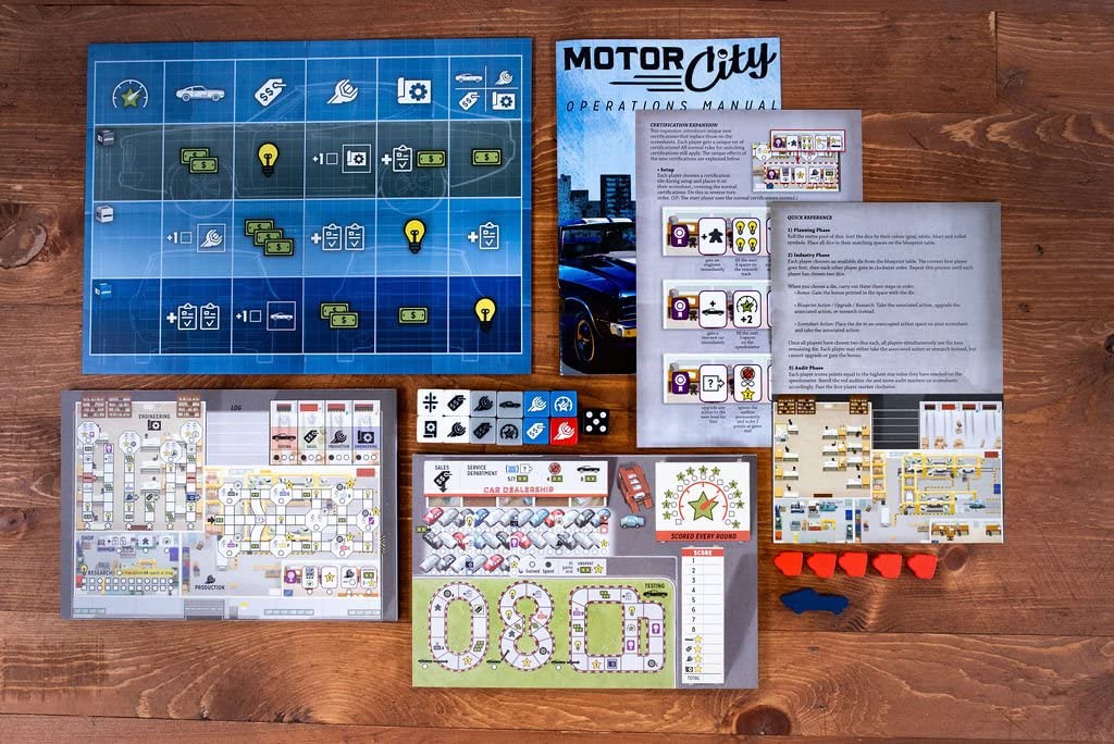 Motor City, A Strategic Roll and Write Board Game About Building Autos in Detroit - 25th Century Games