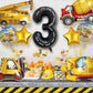 Construction Truck Balloons for Boys 3rd Birthday Party Supplies - Tractor Themed Decorations and Favors
