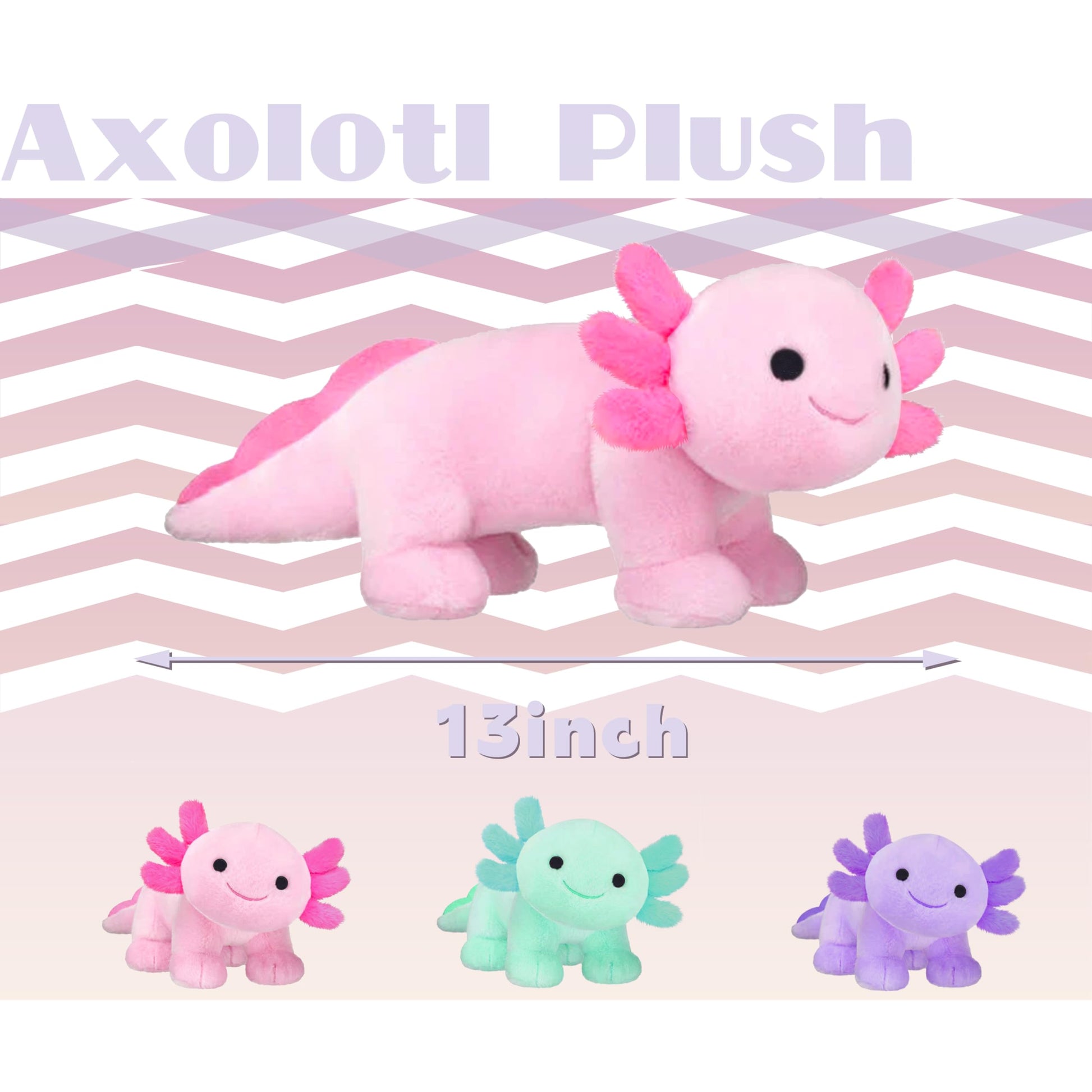 CNAANA Axolotl Plush Toy, Soft and Cute Axolotl Stuffed Animal Doll, Gift for Boys and Girls Birthday, Baby Shower, and Any Occasion(Pink)