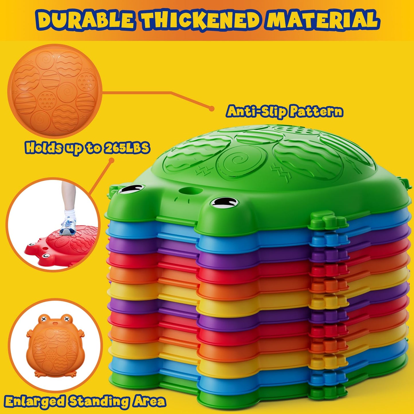 HYES Stepping Stones for Kids, 12PCS Non-Slip Balance Steps Stones
