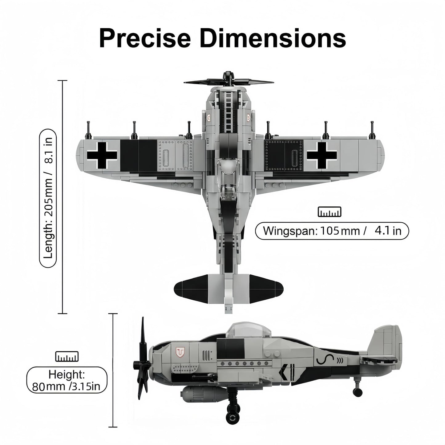 Aigidusansu WW2 Military Airplane Toy Building Sets, FW-190 Fighter Jet, Historically Accurate Aircraft Kits for Boys Age 8-12, for Girls Age 8-12