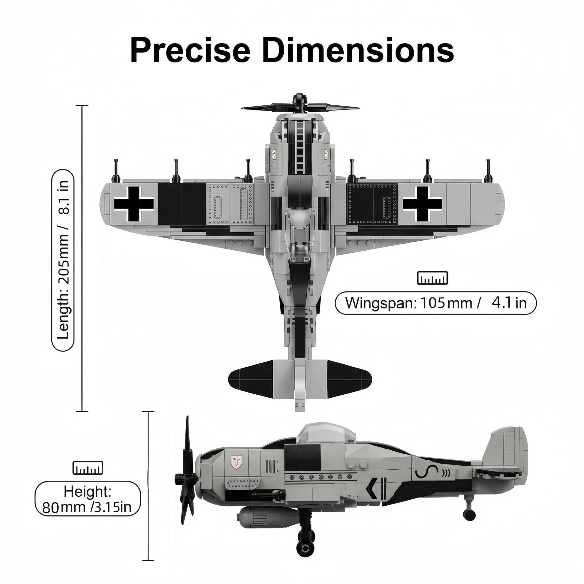 Aigidusansu WW2 Military Airplane Toy Building Sets, FW-190 Fighter Jet, Historically Accurate Aircraft Kits for Boys Age 8-12, for Girls Age 8-12