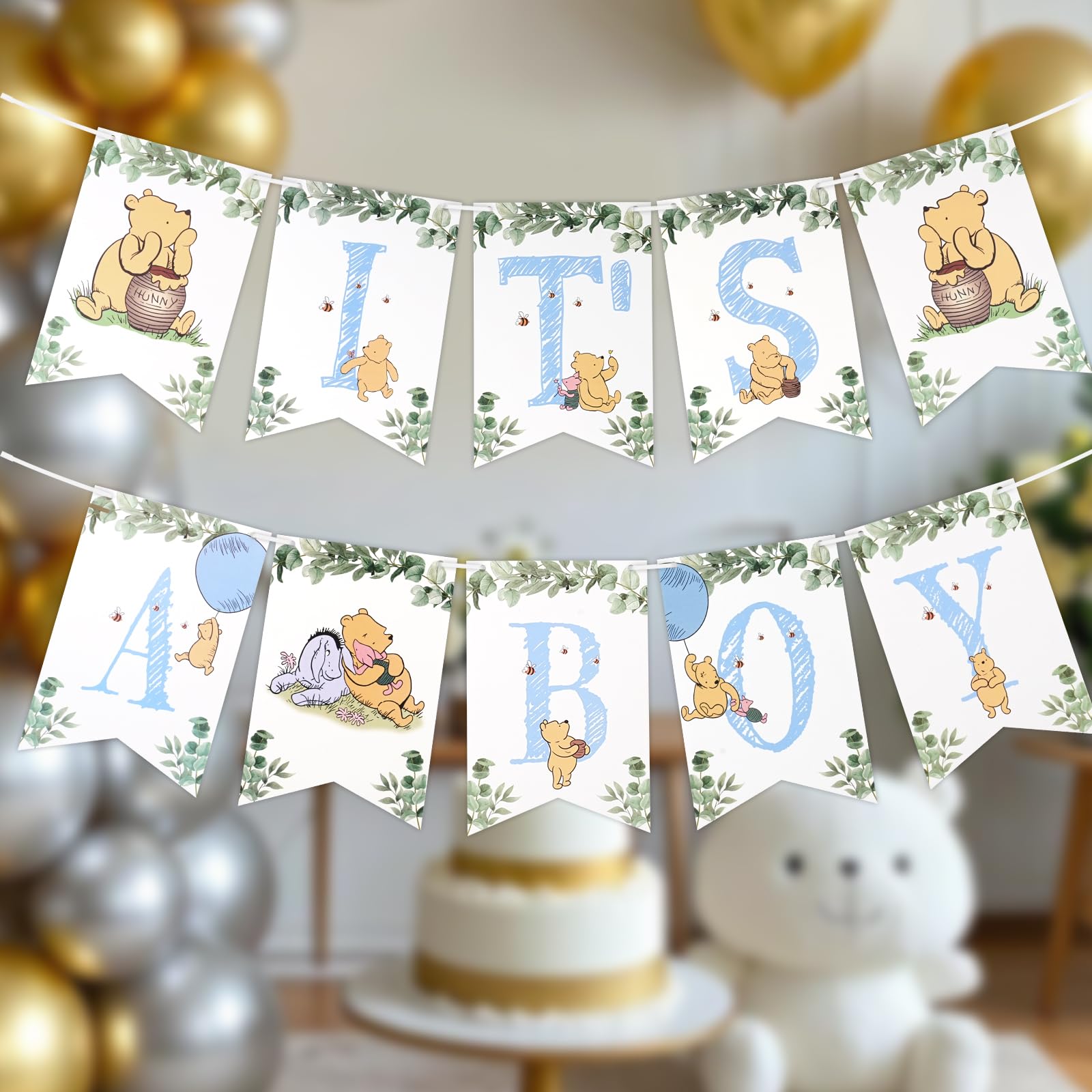 Winnie IT'S A Boy Banner for Baby Shower Decorations Boys Baby Shower Banner for Boys Party Birthday Decorations