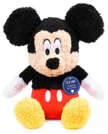 Jay Franco Weighted Disney Plush Pillow Buddy - 2.5 lbs Soft Plushie Stuffed Pillow, 15 Inches, Black - Mickey Mouse