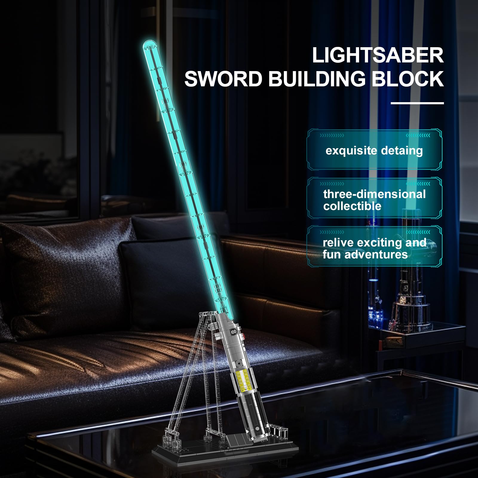 Mould King 10139 Lightsaber Building Set, Light Saber with Stand, Rechargeable LED Light Sword for Adult Birthday Thanksgiving Xmas Toys Gift