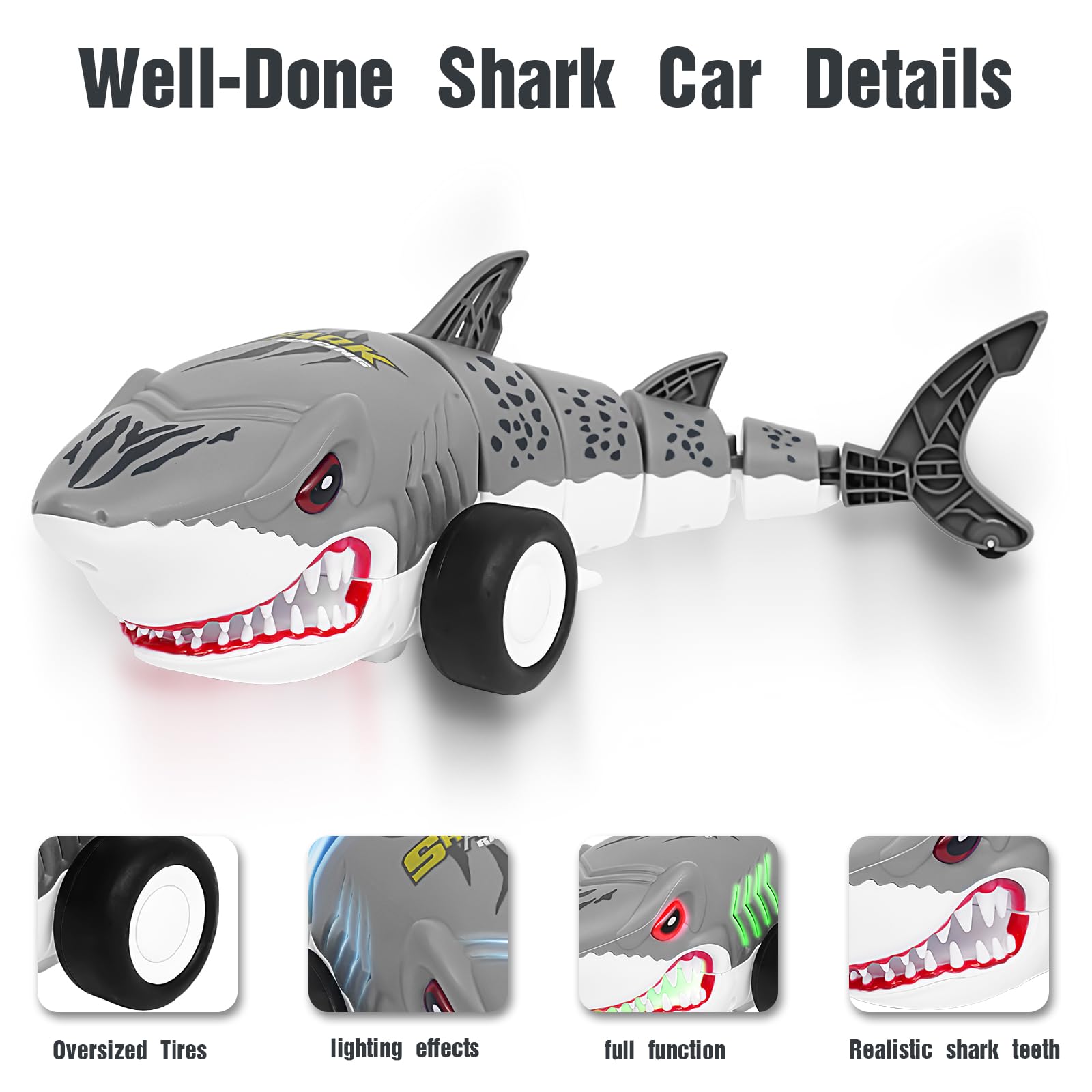 Remote Control Shark Cars Toy,Rechargeable RC Toy Car, RC Monster Truck