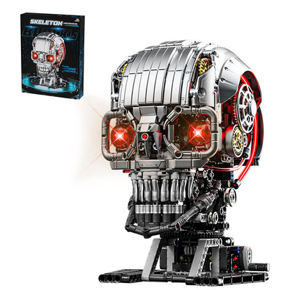 CSNRHG Mechanical Skull Building Block Set 1099+ Pieces 3D Poseable Model with Mandibular Teeth Bite Drive for STEM Toys for Kids & Adults Perfect