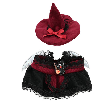 Evowatt Clothes for LA BUBU 17cm Doll (NO Doll), Outfit for LA BUBU, 2-Piece Little Witch Set (Hat & Dress) for LABUBU Dress Up, Costume Accessories