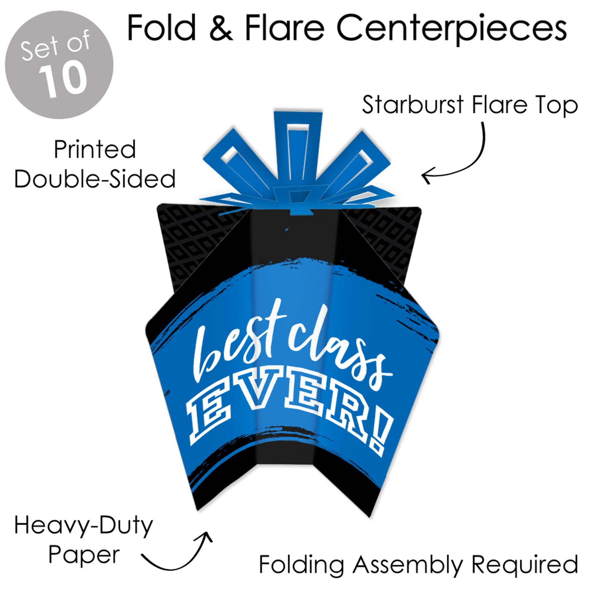 Big Dot of Happiness Reunited Blue - Table Decorations - Royal Blue School Class Reunion Party Fold and Flare Centerpieces - 10 Count