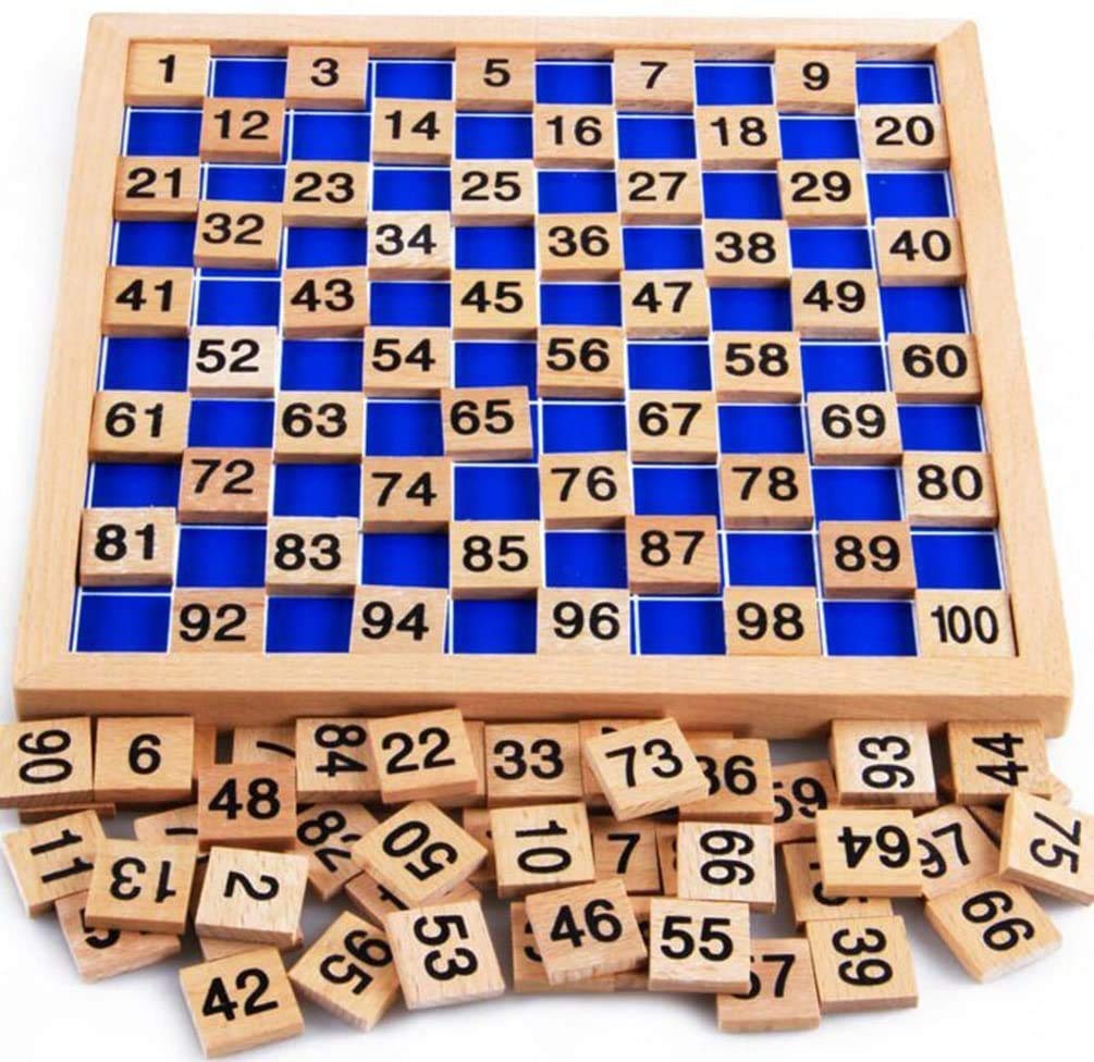 CICITOYWO Wooden Hundred Board Montessori Math Counting Toys, 1-100 Numbers Kindergarten Preschool Learning Educational Game for Toddler Kids (Hundred