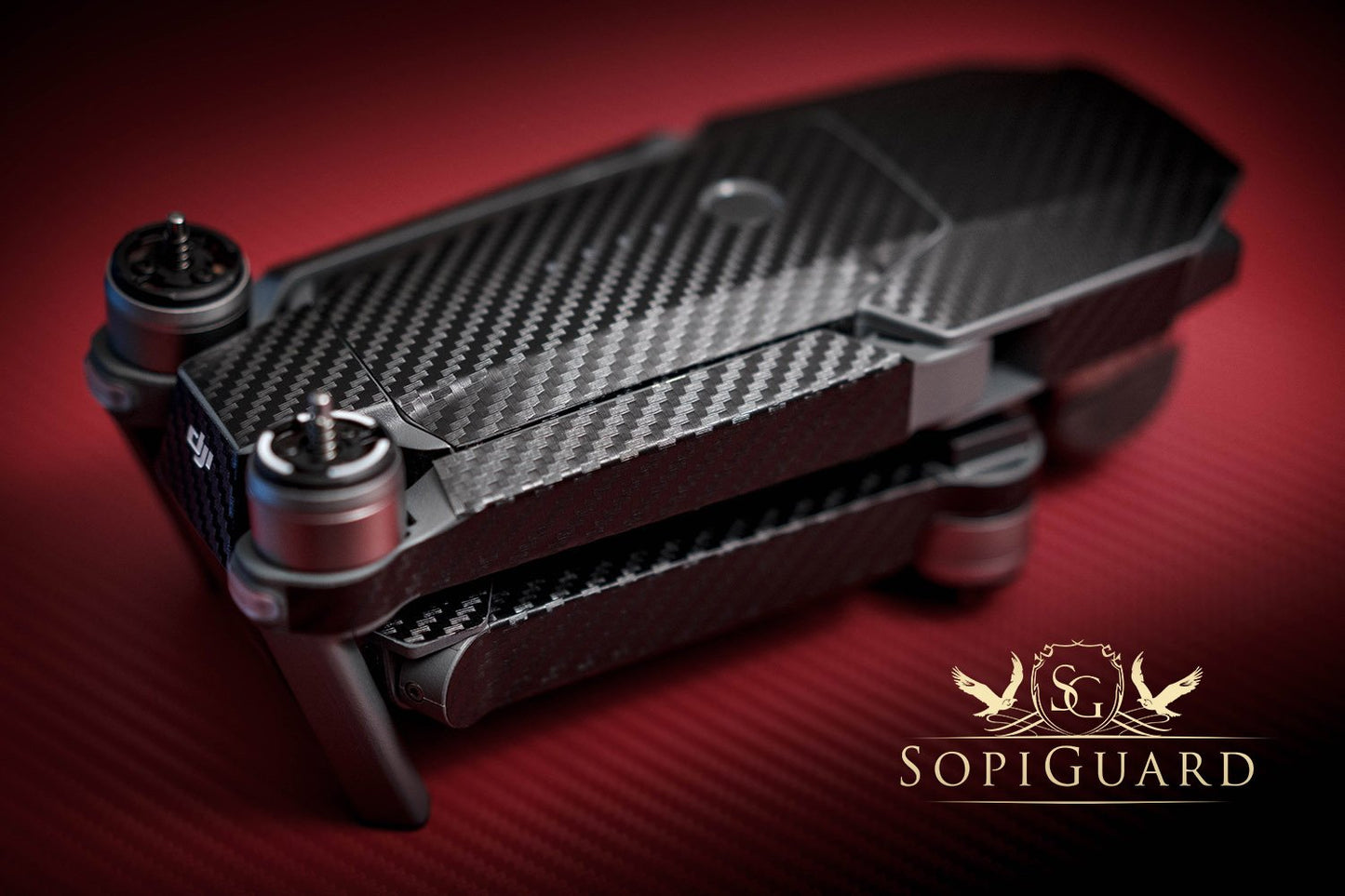 SopiGuard Black Carbon Fiber Precision Edge-to-Edge Coverage Vinyl Skin Controller Battery Wrap for DJI Mavic Pro
