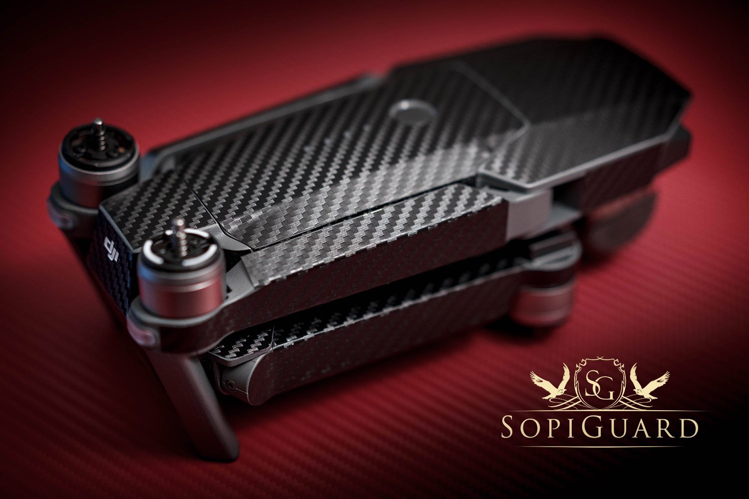 SopiGuard Black Carbon Fiber Precision Edge-to-Edge Coverage Vinyl Skin Controller Battery Wrap for DJI Mavic Pro