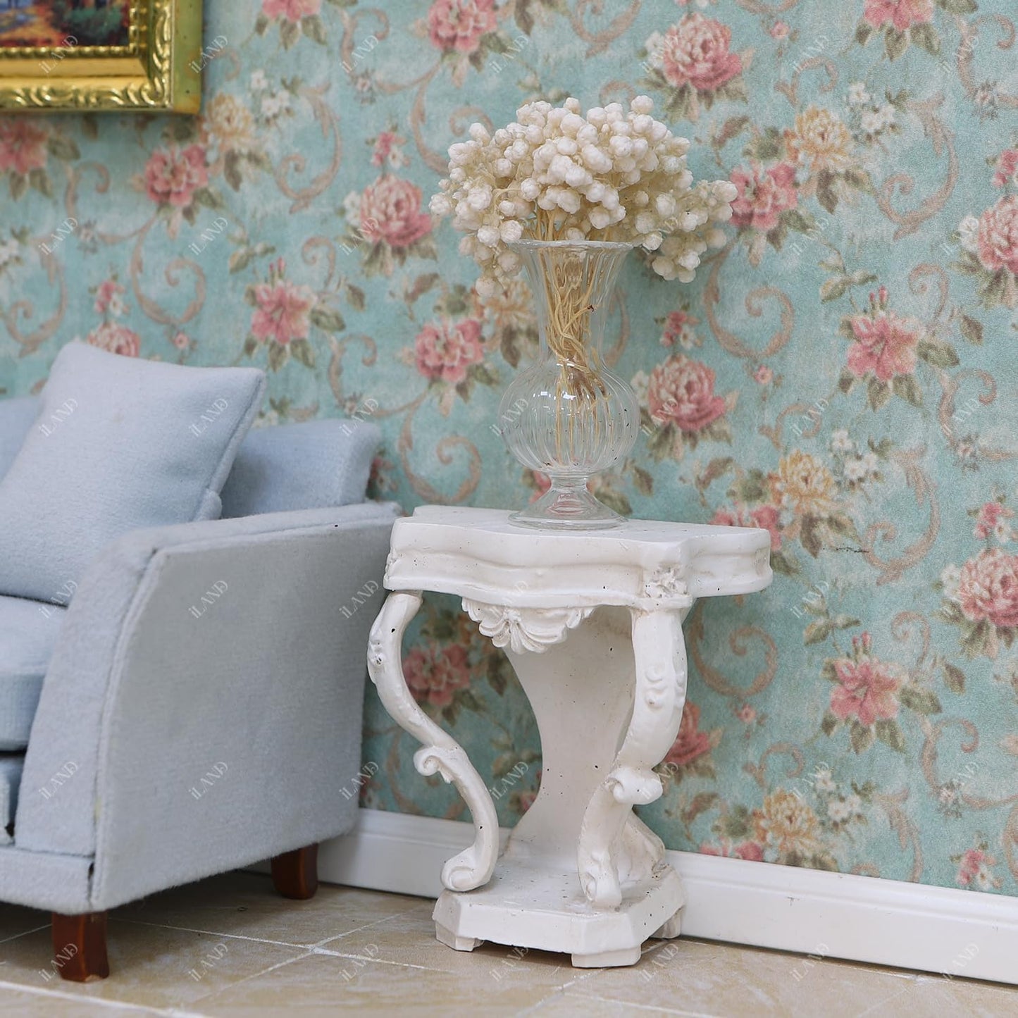 iLAND Dollhouse Furniture on 1/12 Scale Miniature Dollhouse Table Victorian Furniture for Doll House Living Room Fairy Garden Accessories Mini House