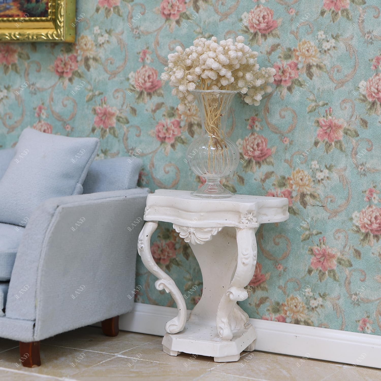 iLAND Dollhouse Furniture on 1/12 Scale Miniature Dollhouse Table Victorian Furniture for Doll House Living Room Fairy Garden Accessories Mini House