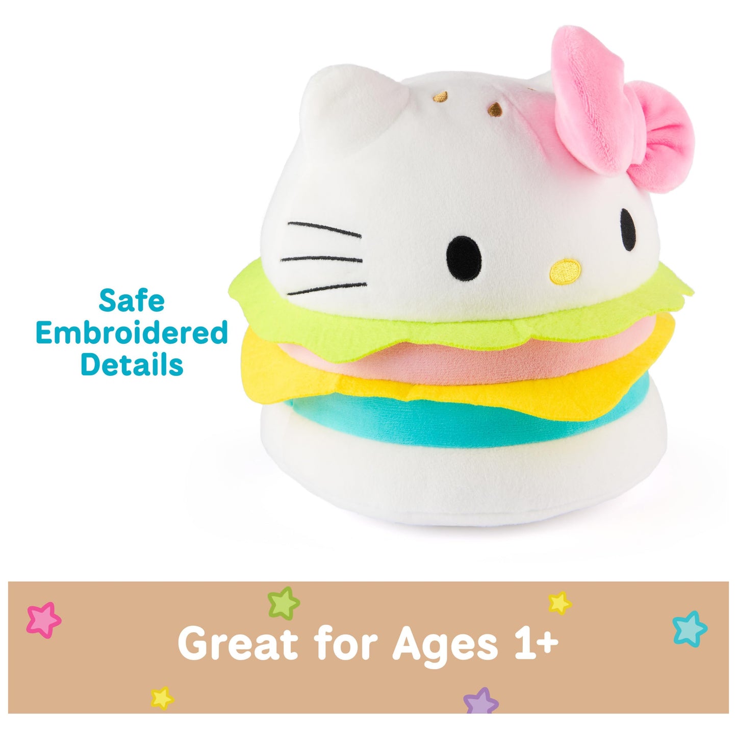 GUND Sanrio Hello Kitty Hamburger 8-Inch Plush Toy for Ages 1+