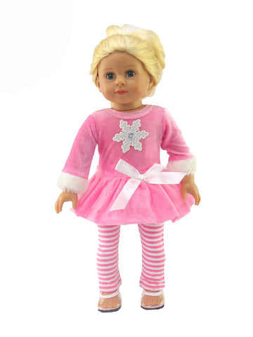 American Fashion World Pink Christmas Snowflake Pants Set for 18-Inch Dolls | Premium Quality & Trendy Design | Dolls Clothes for Popular Brands