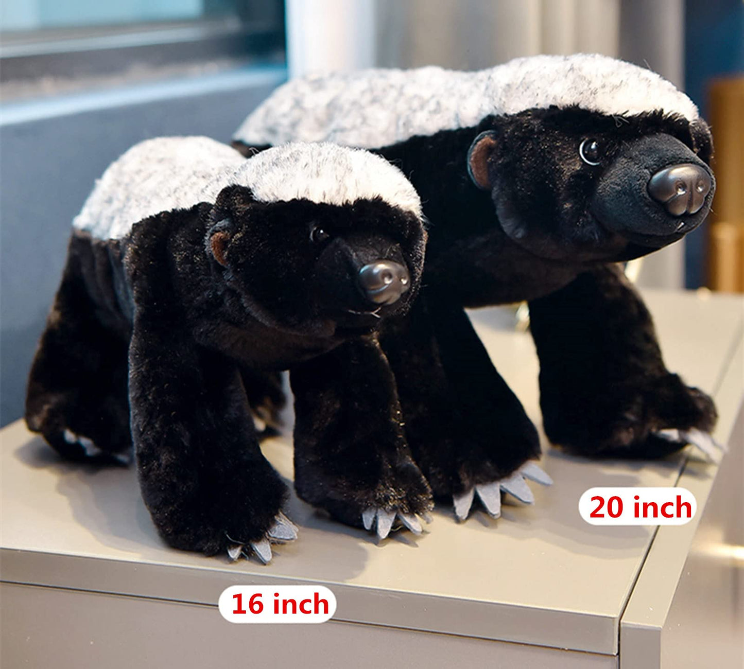 ZHONGXIN MADE Simulation Honey Badger Plush Toy - Black 20'' Realistic Wild African Badger Stuffed Animal Toys, Lifelike Standing Wild Animals Plush