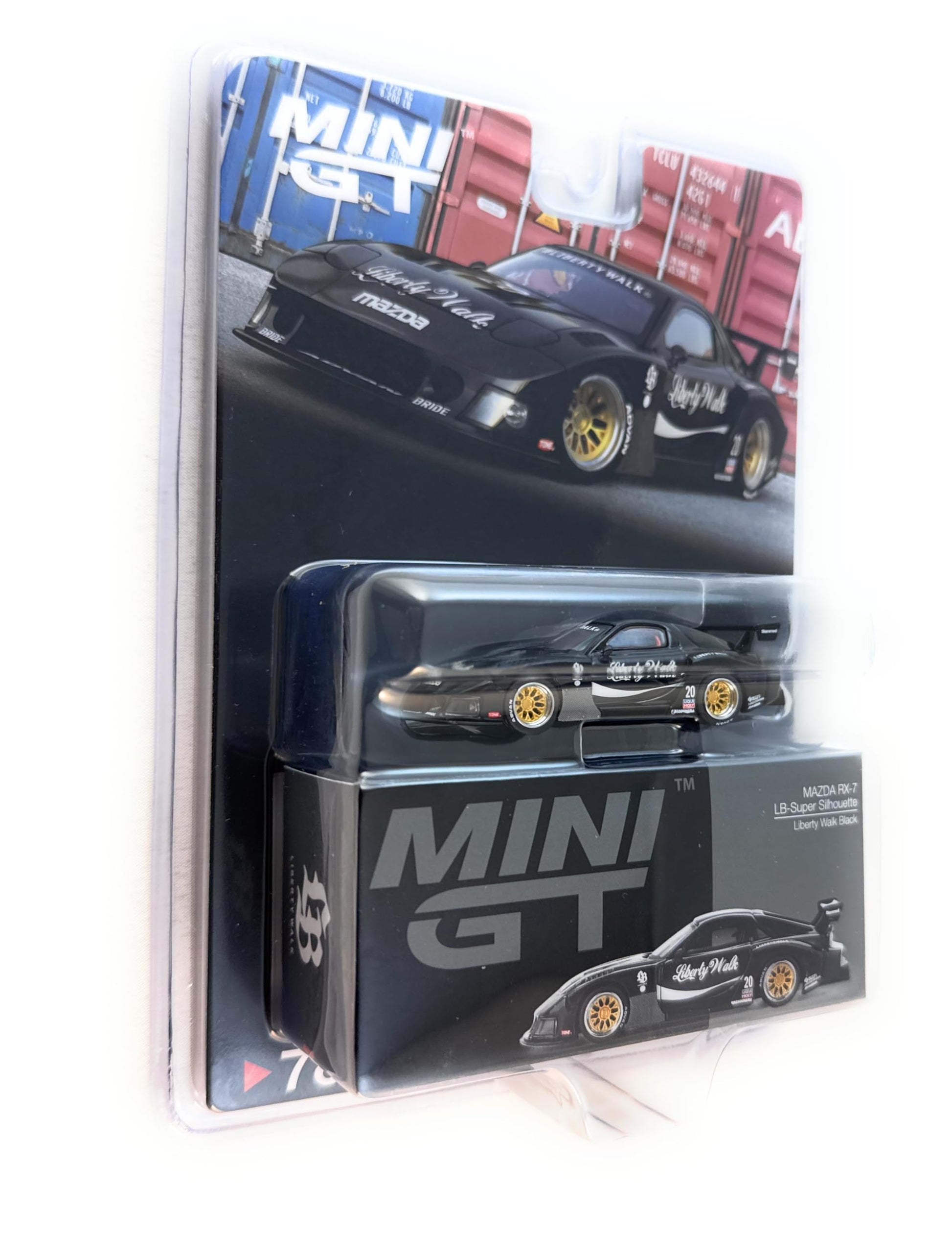 Diecast Collectibles Model Car Compatible with Mini GT 1:64 (3") Scale Mazda RX-7 LB Super Silhouette - Liberty Walk Black Model