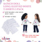 Emily Rose 18 Inch Doll Clothes Value Basics Bright White 5-Pack Long Sleeved T-Shirts Tees for Party Gift Crafting Activity | Compatible with 18"