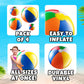 Inflatable Beach Balls (4-Pack) Rainbow Pool Ball Toys in 4 Assorted Sizes