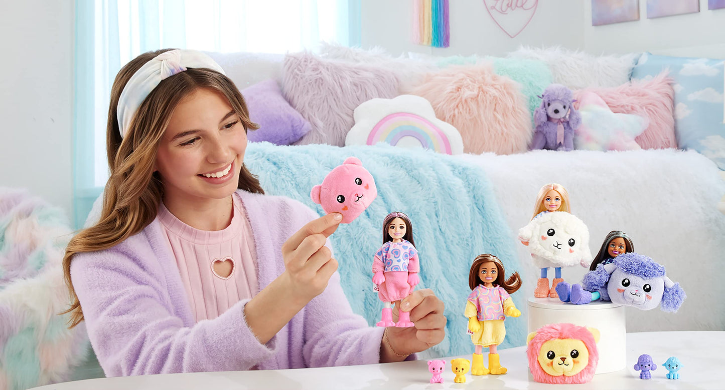 Barbie Cutie Reveal Chelsea Doll & Accessories, Poodle Costume & 6 Surprises Including Color Change, Cozy Cute Tees Series