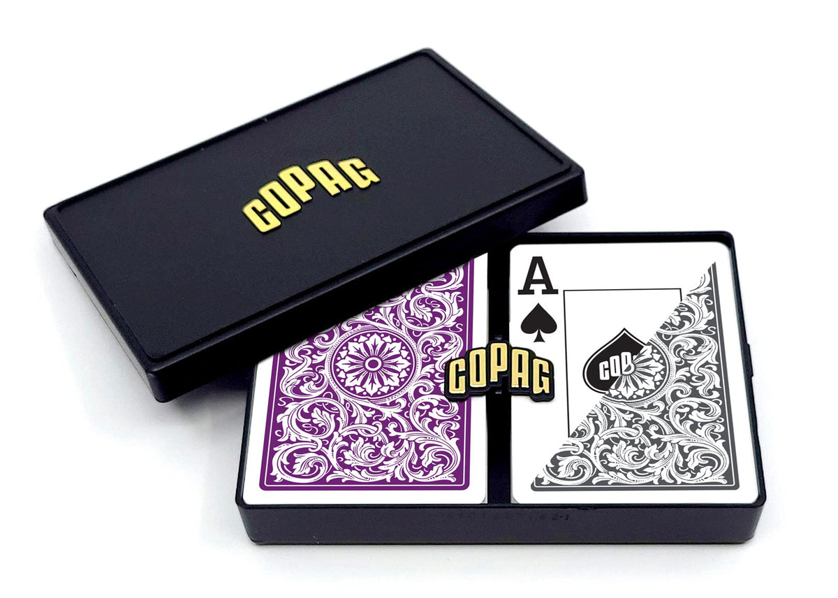 Copag 1546 Design 100% Plastic Playing Cards, Poker Size (Standard) Purple/Grey Jumbo Index (6 Sets)