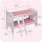 Badger Basket Chevron Doll Bunk Bed with Bedding, Ladder, and Padded Mats - Ideal for Dolls Up to 20 Inches in White and Pink