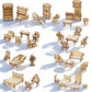 LOVEINUSA 34 PCS DIY Wooden Dollhouse Furniture Set, 1:20 Scale Miniature Room Accessories for Kitchen Living Room Bathroom for DIY Crafts Project