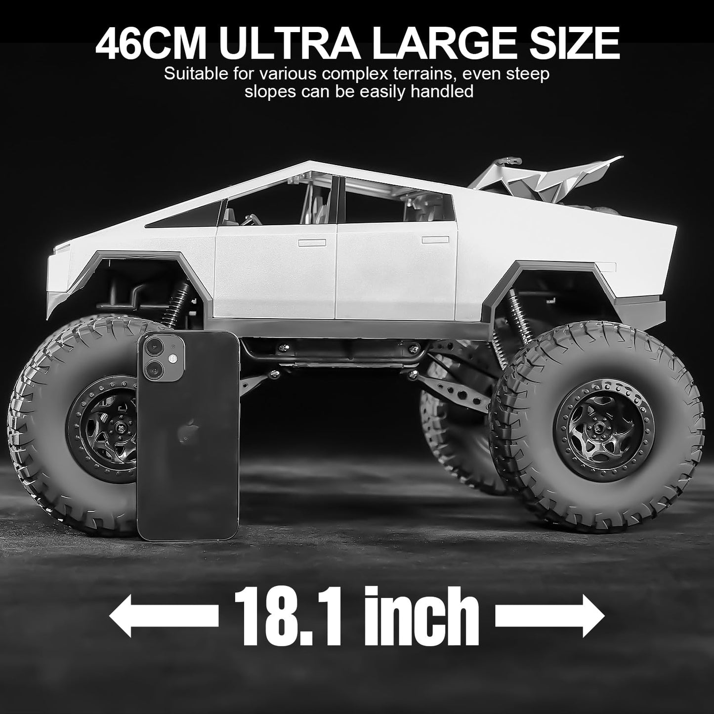 toylefun 1:8 Huge Climbing Car Remote Control Truck RC Pickup Model Car Motorcycle Powerful 4x4 Vehicle for All Various Terrains Great Christmas