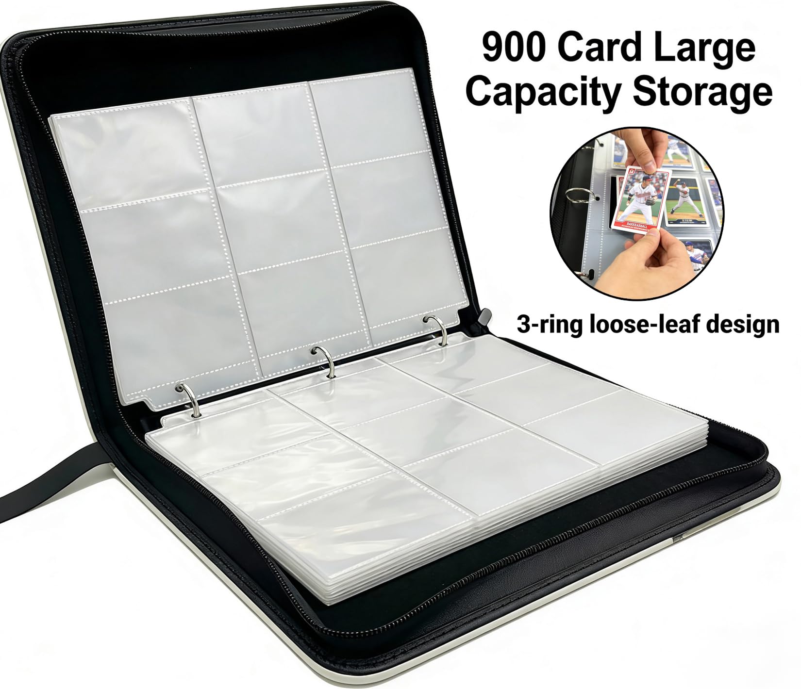 BPQWLF 9-Pocket Trading Card Binder 900 Pockets, Cute Bunny Cartoon PU Leather Card Album with 50 Removable Sleeves for Sports/Baseball