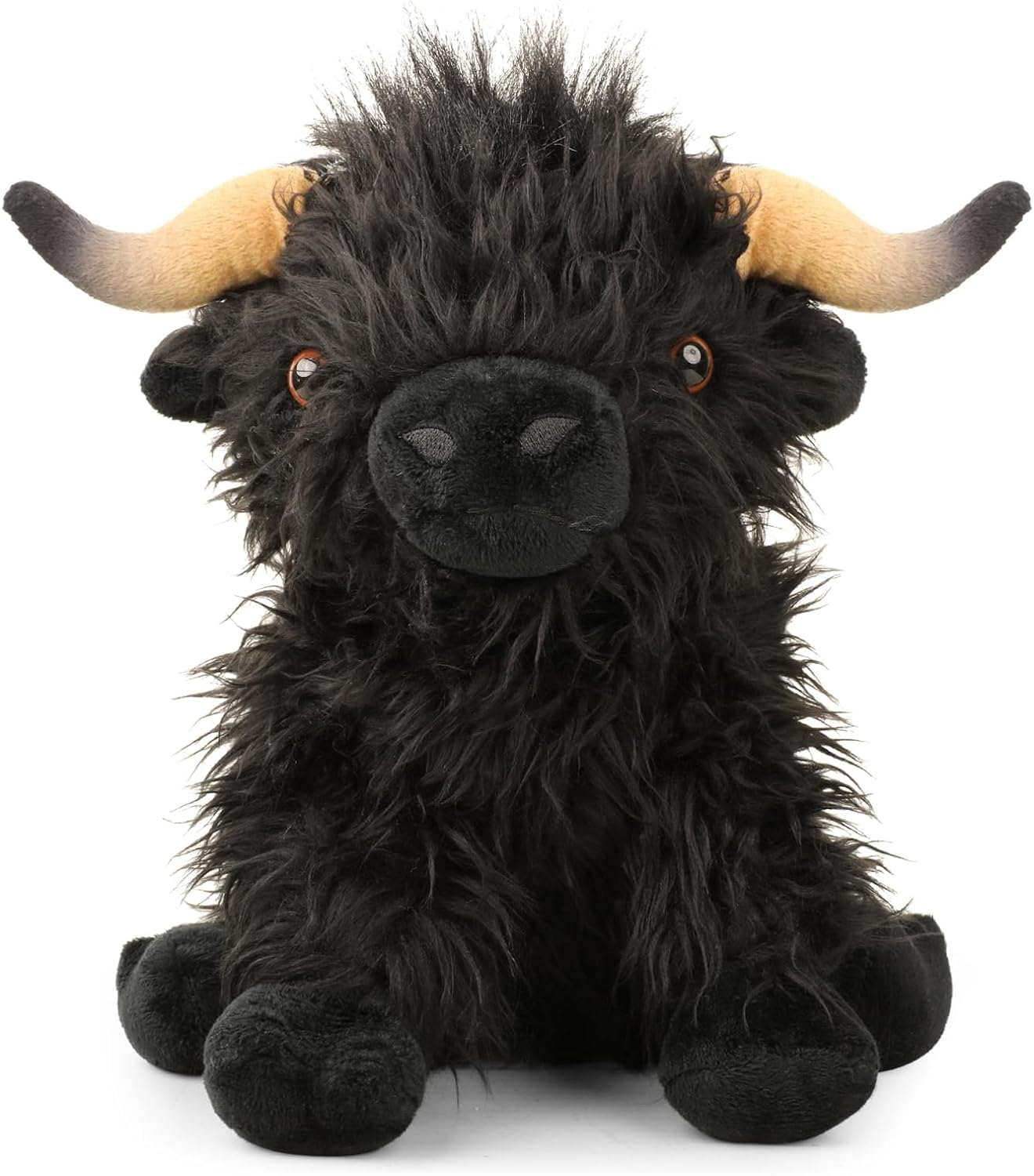 HoCutela Kid Highland Cow Stuffed Animal Farm Toy, ‘’10.5‘’ inch Realistic Highland Cow Plush, Scottish Cow Plush Toy, Farm Animal Cattle Plush Decor