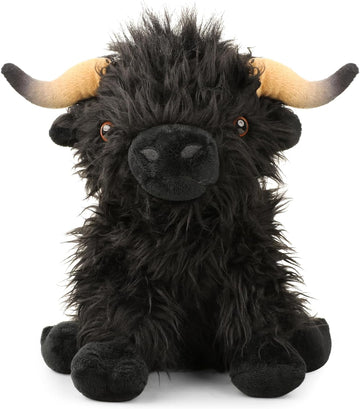 HoCutela Kid Highland Cow Stuffed Animal Farm Toy, ‘’10.5‘’ inch Realistic Highland Cow Plush, Scottish Cow Plush Toy, Farm Animal Cattle Plush Decor