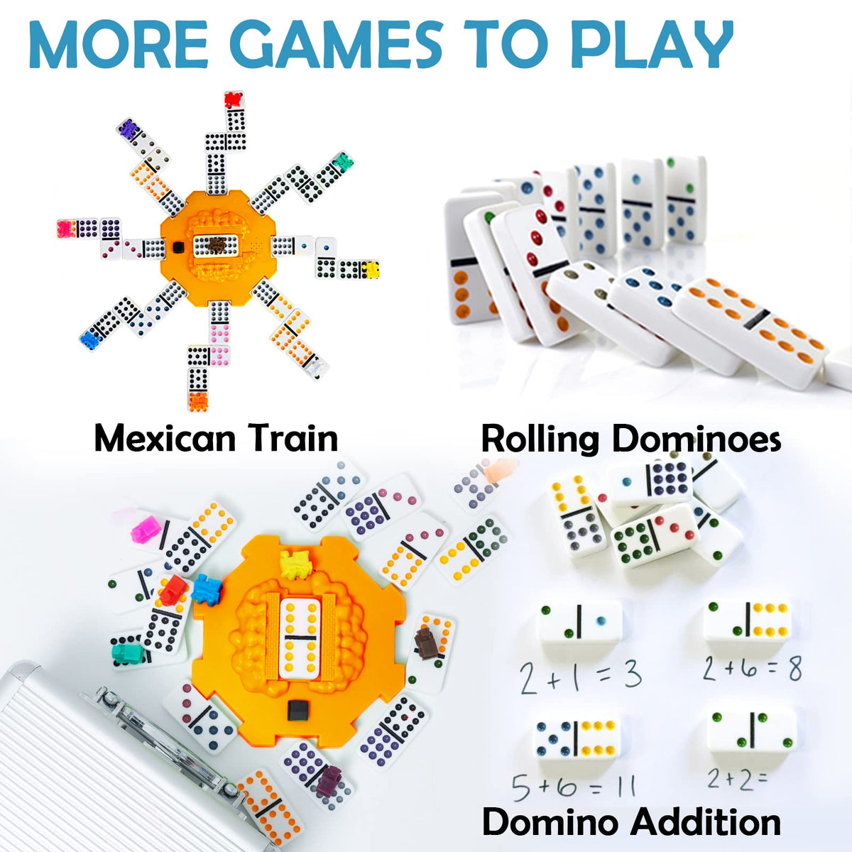 Yinlo Mexican Train Domino Set, Double 12, 91 Tiles, Colored Dots