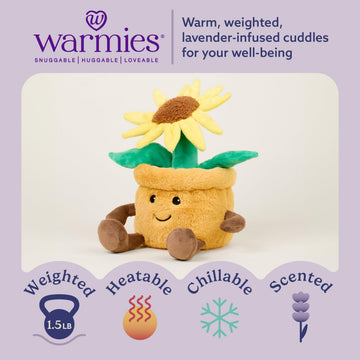 warmies Microwavable & Weighted Stuffed Animals, Yellow Flower Pot - Heated Stuffed Animal Plushie for Warmth & Comfort - Cute Soft Plush Toys