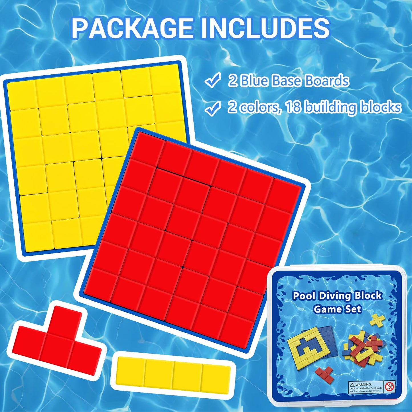 HEGYINI Pool Diving Block Puzzle Game for Kids - Underwater Sinking Building Block Set, Multi-Shape Geometric Swim Toy for Summer Pool Party, Ages 6+