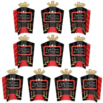 Big Dot of Happiness Red Carpet - Table Decorations - Movie Night Party Fold and Flare Centerpieces - 10 Count