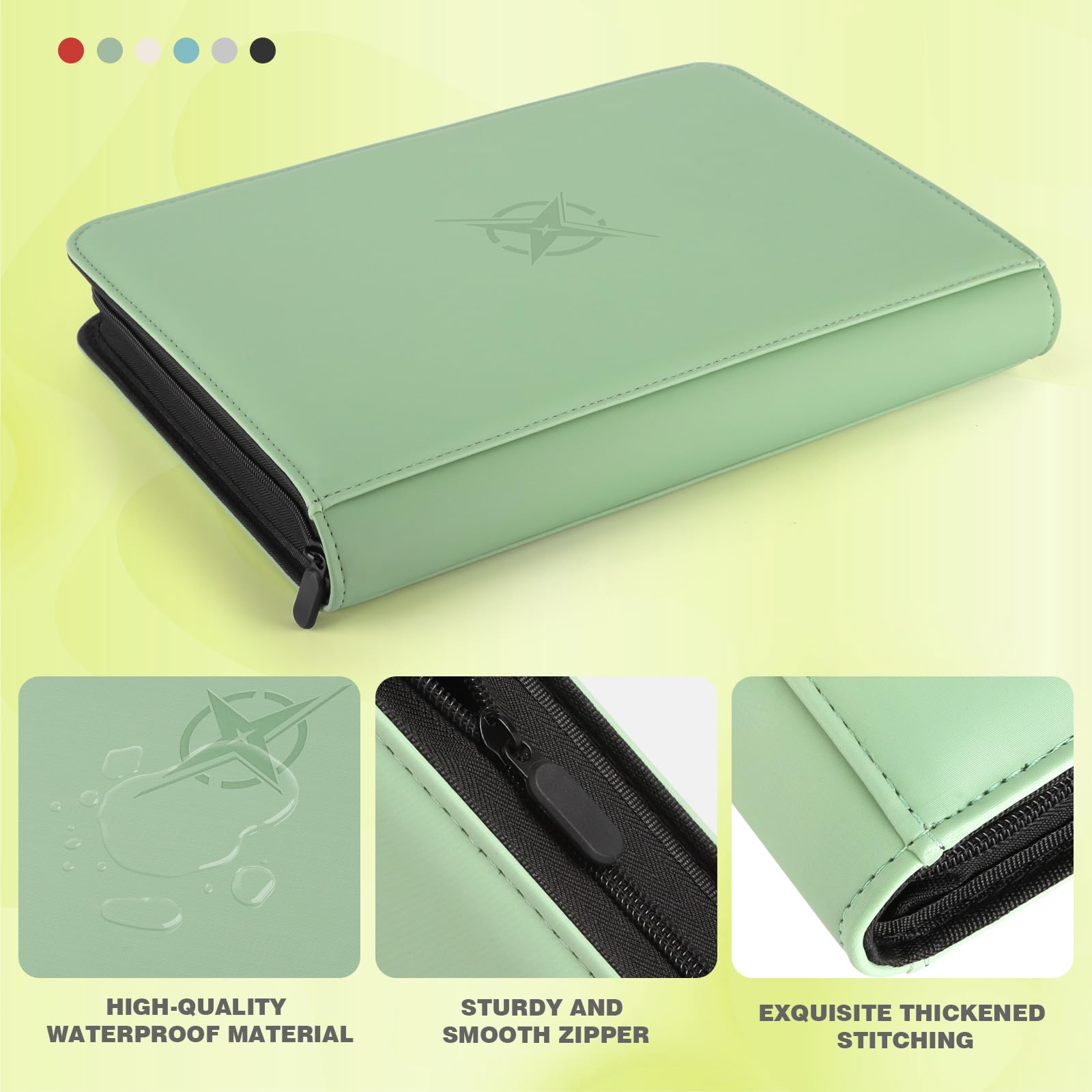 Top Loader Binder Trading Card Binder for Sports & Trading Cards - Holds 288 3x4" Toploaders, 9-Pocket Album for MTG, TCG & Sports Cards (Soft Green)