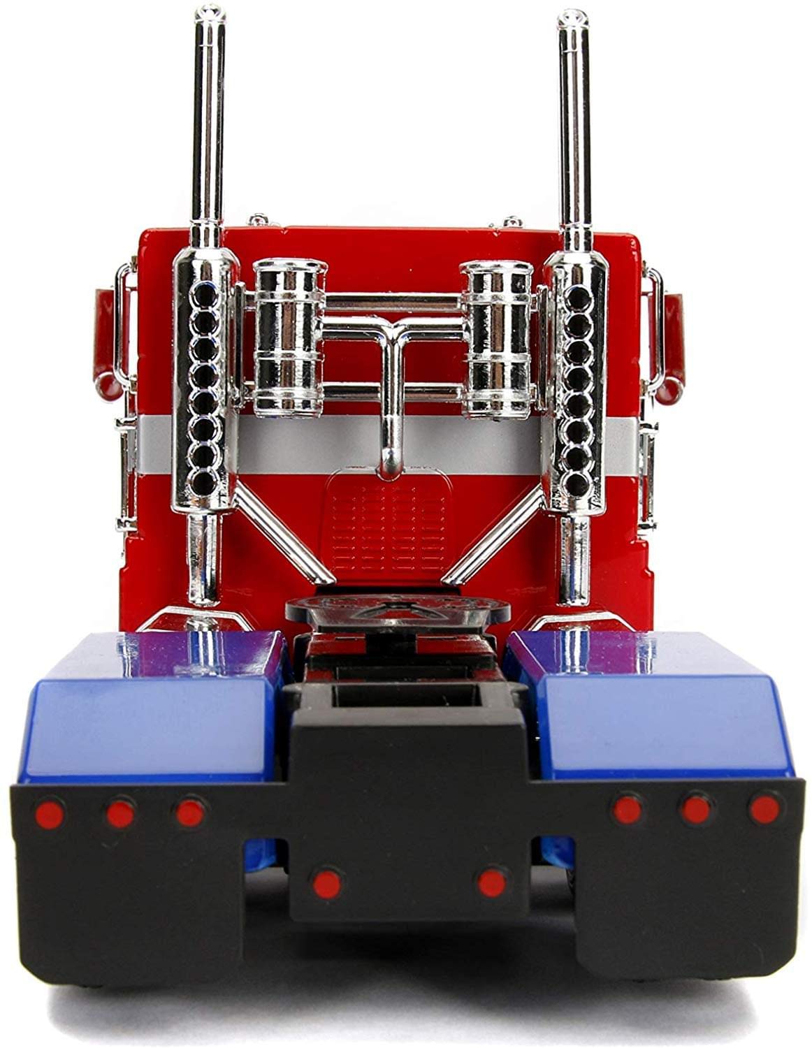 Jada Toys Transformers G1 Optimus Prime Truck with Robot on Chassis DIE-CAST Car, 1: 24 Scale Vehicle, 100% Metal, Red 99524