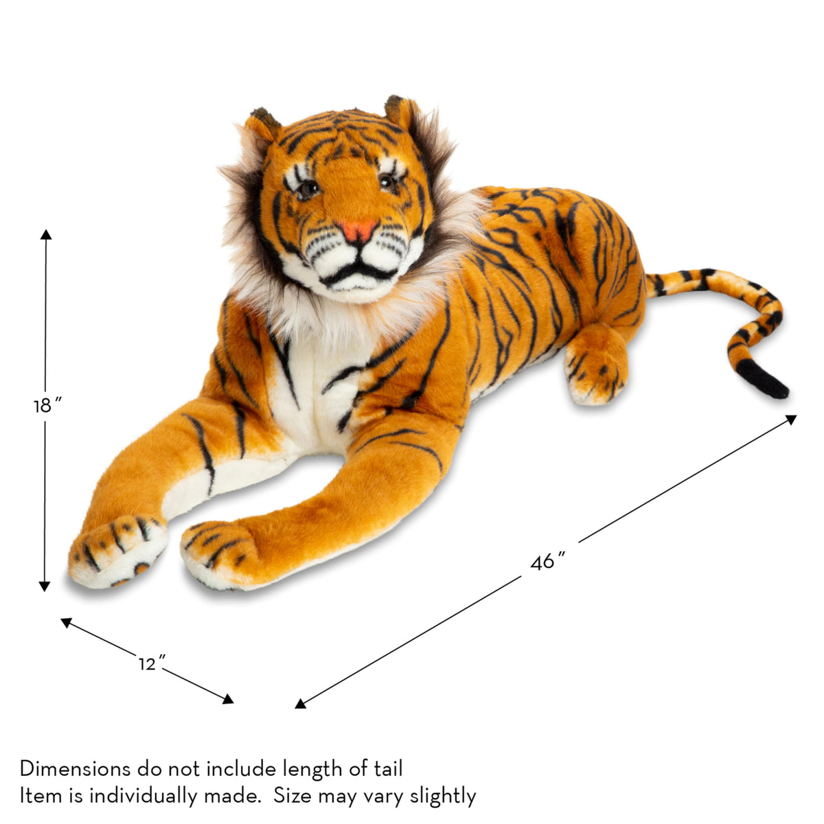 Melissa & Doug Giant Tiger - Lifelike Stuffed Animal, Over 5 Feet Long (Includes Tail) Giant Stuffed Tiger Plush Toy